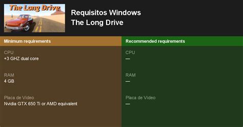 the long drive requisitos|The Long Drive system requirements